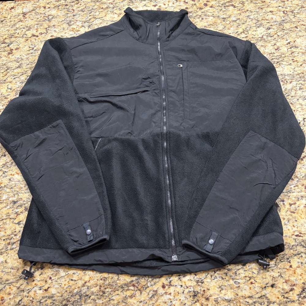 Steve and Barrys Athletic Mens XL Fleece Jacket Black Nylon Overlay Full Zip